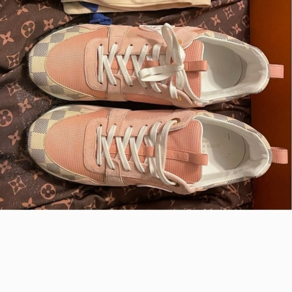 Louis Vuitton Damier Azur Run Away Pink and White Women's Sneakers
